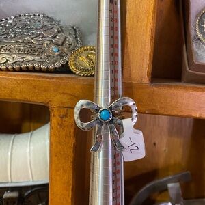 Silver Bow Ring with Turquoise Stone